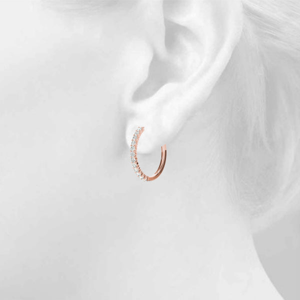 14kt White Gold 1.08 CTTW SI2, H-I Diamond Hoop Earrings