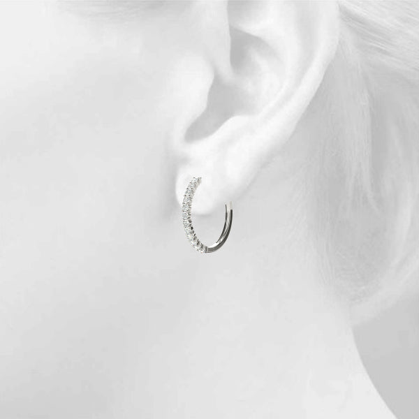 14kt White Gold 1.08 CTTW SI2, H-I Diamond Hoop Earrings