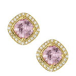 Elegant 14k White Gold Cushion Cut Semi-Mount Diamond Earrings - Color Square Accent