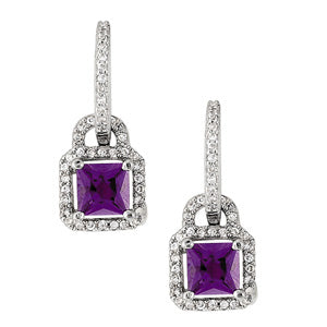 Elegant 14kt White Gold Square & Cushion Cut Diamond Earrings - Style #40825