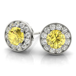 Exquisite 14kt White Gold Halo Diamond Earrings - 1.39 cttw SI2, H-I