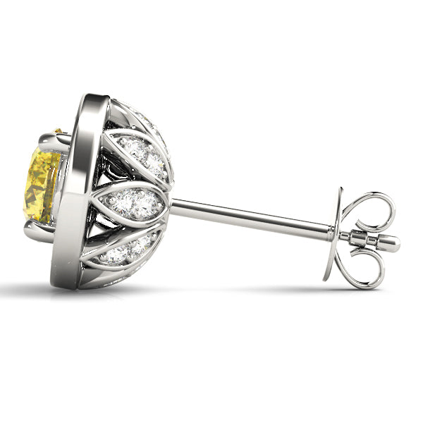 Exquisite 14kt White Gold Halo Diamond Earrings - 1.39 cttw SI2, H-I