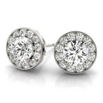 Exquisite 14kt White Gold Halo Diamond Earrings - 1.39 cttw SI2, H-I