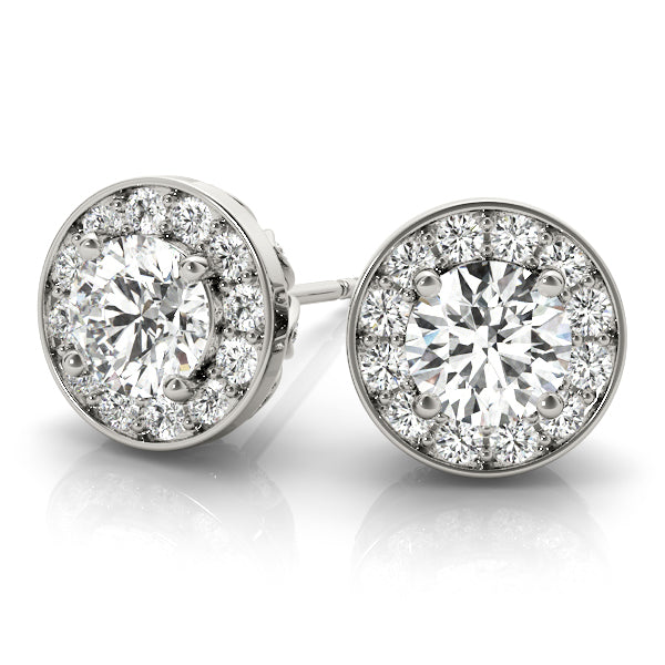 Exquisite 14kt White Gold Halo Diamond Earrings - 1.39 cttw SI2, H-I