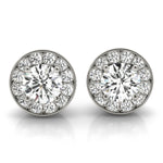 Exquisite 14kt White Gold Halo Diamond Earrings - 1.39 cttw SI2, H-I