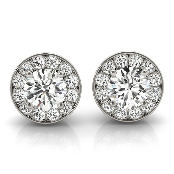 Exquisite 14kt White Gold Halo Diamond Earrings - 1.39 cttw SI2, H-I