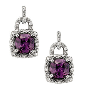 Exquisite 14kt White Gold Cushion Cut Diamond Earrings - Color Square & Cushion Style