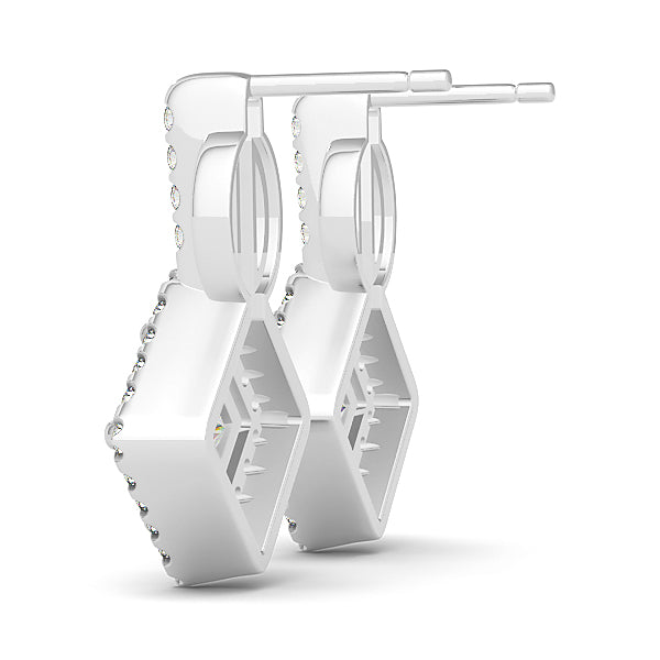 Exquisite 14kt White Gold Square & Cushion Cut Diamond Earrings - 0.24 cttw SI2, H-I