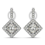 Exquisite 14kt White Gold Square & Cushion Cut Diamond Earrings - 0.24 cttw SI2, H-I