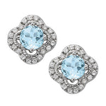 Elegant 14kt White Gold Round Diamond Halo Earrings - Style 