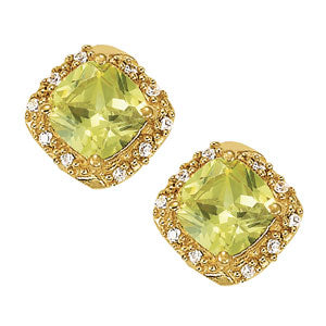 Stunning Cushion Cut Diamond Halo Square Earrings in 14k White Gold