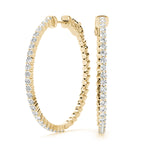 14k White Gold Hoop Earrings with 0.5 cttw SI2, H-I Diamonds - 25mm