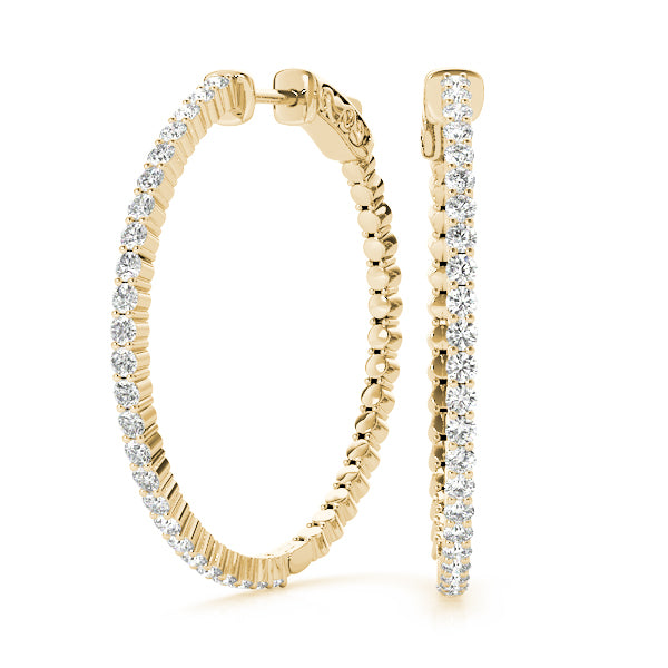 14k White Gold Hoop Earrings with 0.5 cttw SI2, H-I Diamonds - 25mm