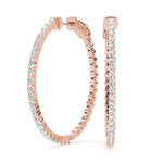 14k White Gold Hoop Earrings with 0.5 cttw SI2, H-I Diamonds - 25mm