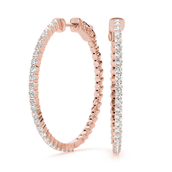 14k White Gold Hoop Earrings with 0.5 cttw SI2, H-I Diamonds - 25mm