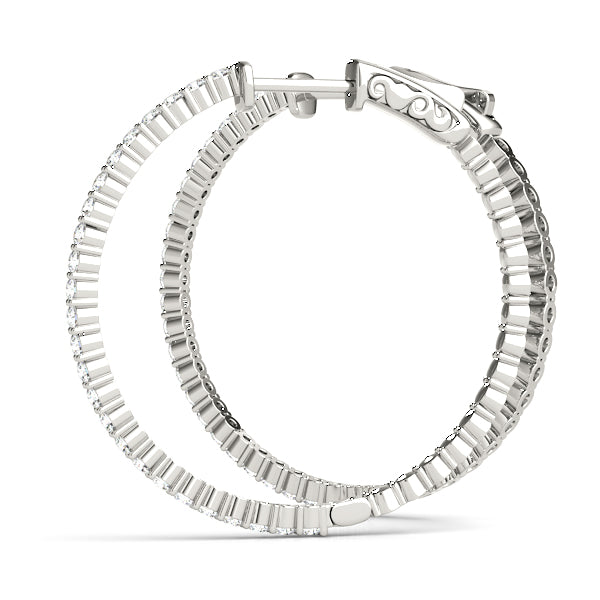 14k White Gold Hoop Earrings with 0.5 cttw SI2, H-I Diamonds - 25mm