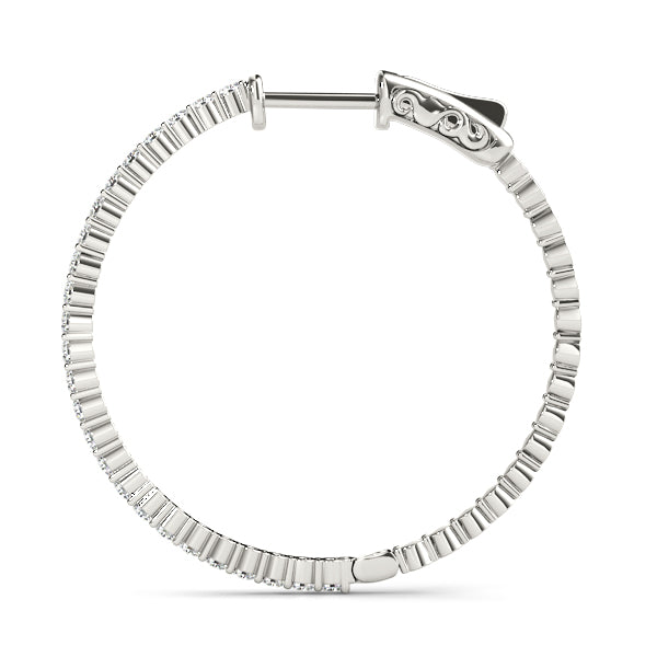 14k White Gold Hoop Earrings with 0.5 cttw SI2, H-I Diamonds - 25mm