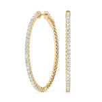 Elegant 14k White Gold Diamond Hoop Earrings - Vault Lock Design