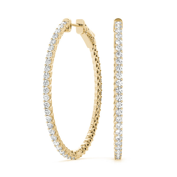 Elegant 14k White Gold Diamond Hoop Earrings - Vault Lock Design