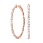 Elegant 14k White Gold Diamond Hoop Earrings - Vault Lock Design