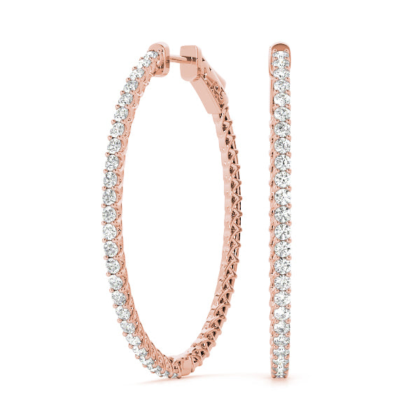 Elegant 14k White Gold Diamond Hoop Earrings - Vault Lock Design