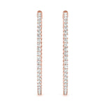 Elegant 14k White Gold Diamond Hoop Earrings - Vault Lock Design