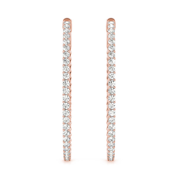 Elegant 14k White Gold Diamond Hoop Earrings - Vault Lock Design