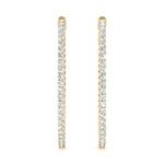 Elegant 14k White Gold Diamond Hoop Earrings - Vault Lock Design
