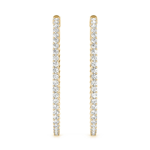 Elegant 14k White Gold Diamond Hoop Earrings - Vault Lock Design