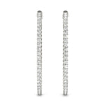Elegant 14k White Gold Diamond Hoop Earrings - Vault Lock Design