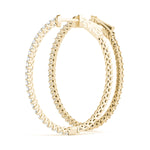 Elegant 14k White Gold Diamond Hoop Earrings - Vault Lock Design