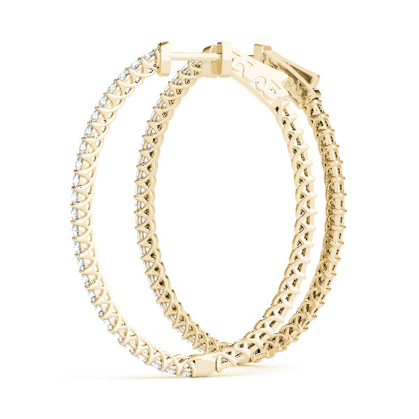 Elegant 14k White Gold Diamond Hoop Earrings - Vault Lock Design