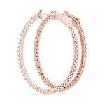 Elegant 14k White Gold Diamond Hoop Earrings - Vault Lock Design