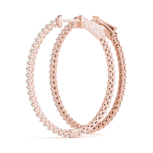 Elegant 14k White Gold Diamond Hoop Earrings - Vault Lock Design
