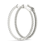 Elegant 14k White Gold Diamond Hoop Earrings - Vault Lock Design