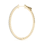 Elegant 14k White Gold Diamond Hoop Earrings - Vault Lock Design