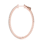 Elegant 14k White Gold Diamond Hoop Earrings - Vault Lock Design