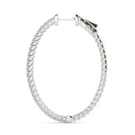 Elegant 14k White Gold Diamond Hoop Earrings - Vault Lock Design