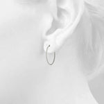 Elegant 14k White Gold Diamond Hoop Earrings - Vault Lock Design