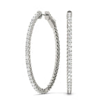 Elegant 14k White Gold Diamond Hoop Earrings - Vault Lock Design