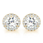 14kt White Gold Diamond Halo Stud Earrings for 1 ct Round Center Stone (Style 