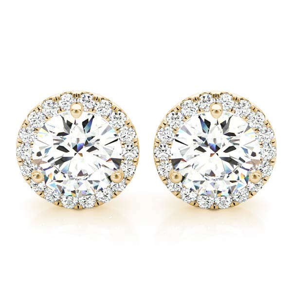 14kt White Gold Diamond Halo Stud Earrings for 1 ct Round Center Stone (Style 