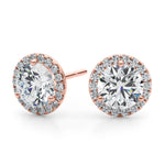 14kt White Gold Diamond Halo Stud Earrings for 1 ct Round Center Stone (Style 