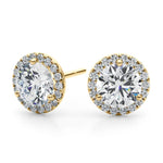14kt White Gold Diamond Halo Stud Earrings for 1 ct Round Center Stone (Style 