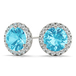 14kt White Gold Diamond Halo Stud Earrings for 1 ct Round Center Stone (Style 