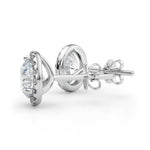 14kt White Gold Diamond Halo Stud Earrings for 1 ct Round Center Stone (Style 