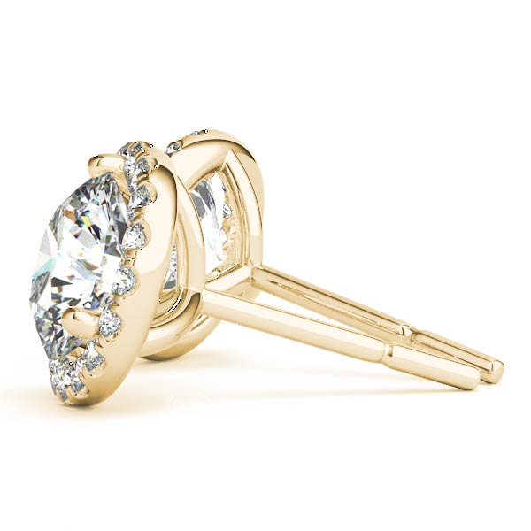 14kt White Gold Diamond Halo Stud Earrings for 1 ct Round Center Stone (Style 