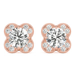 Elegant 14kt White Gold Round Diamond Halo Stud Earrings - 1/2 CTW SI2, H-I