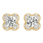 Elegant 14kt White Gold Round Diamond Halo Stud Earrings - 1/2 CTW SI2, H-I