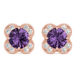 Elegant 14kt White Gold Round Diamond Halo Stud Earrings - 1/2 CTW SI2, H-I